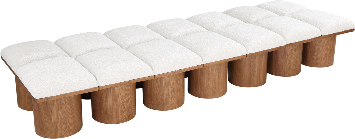 Pavilion Cream Boucle Fabric Upholstered 14 Piece Modular Bench