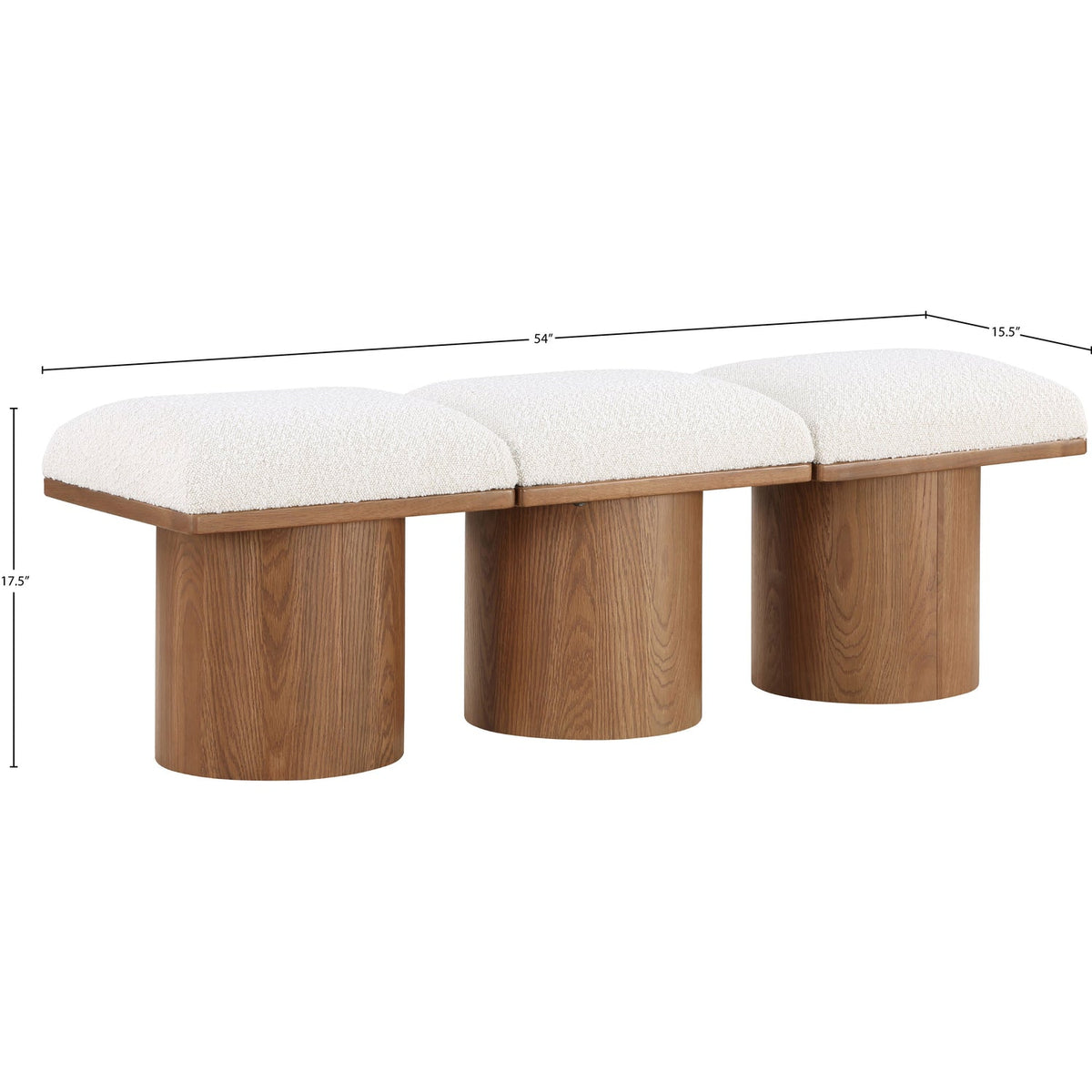 Pavilion Cream Boucle Fabric Upholstered 3 Piece Modular Bench