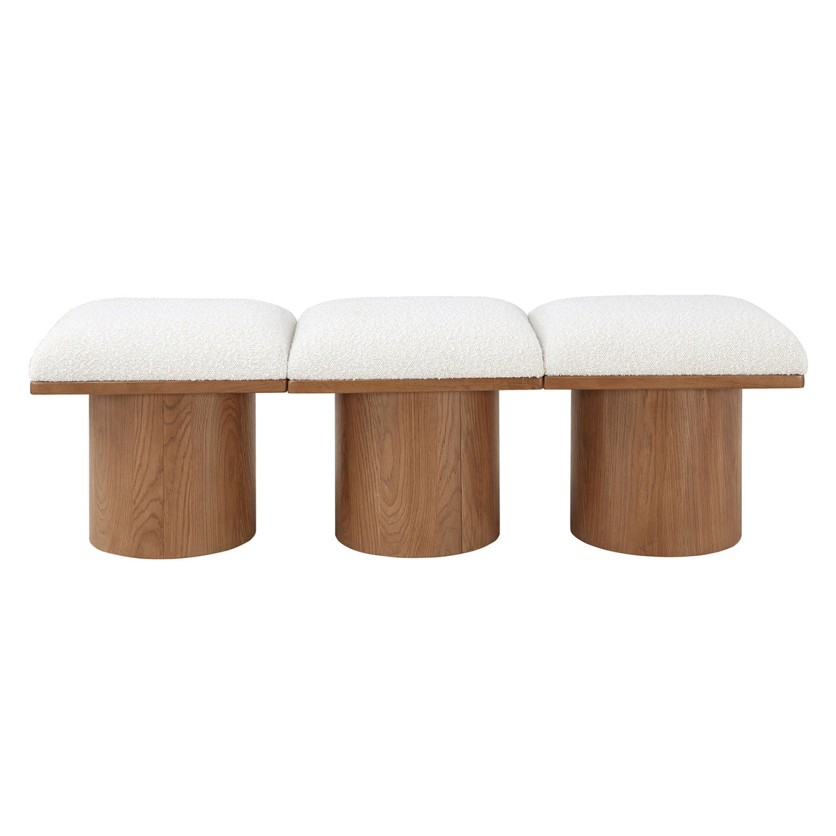 Pavilion Cream Boucle Fabric Upholstered 3 Piece Modular Bench