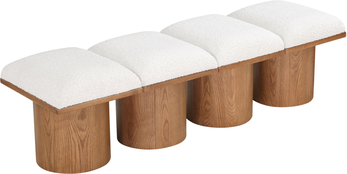 Pavilion Cream Boucle Fabric Upholstered 4 Piece Modular Bench