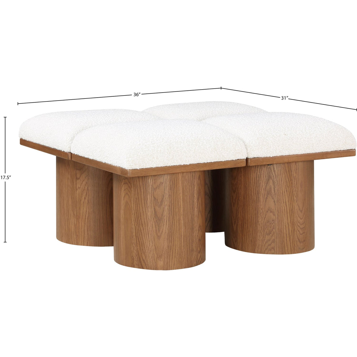 Pavilion Cream Boucle Fabric Upholstered 4 Piece Modular Bench