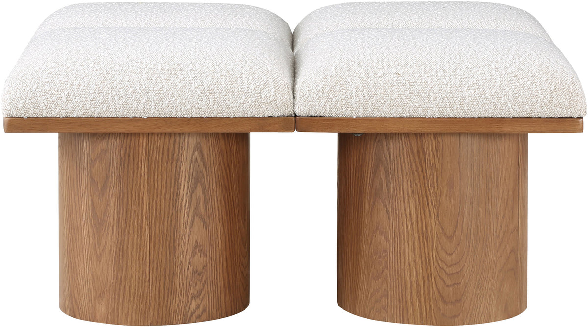 Pavilion Cream Boucle Fabric Upholstered 4 Piece Modular Bench