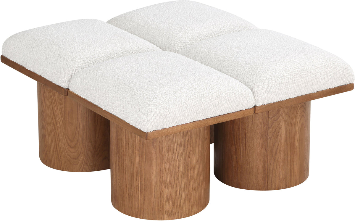 Pavilion Cream Boucle Fabric Upholstered 4 Piece Modular Bench