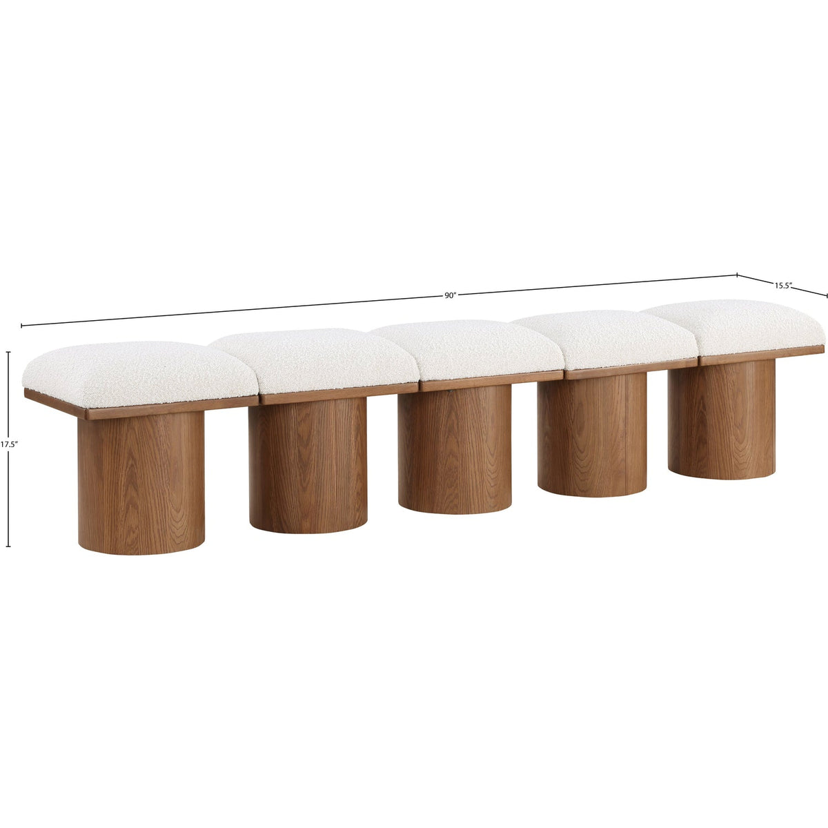 Pavilion Cream Boucle Fabric Upholstered 5 Piece Modular Bench