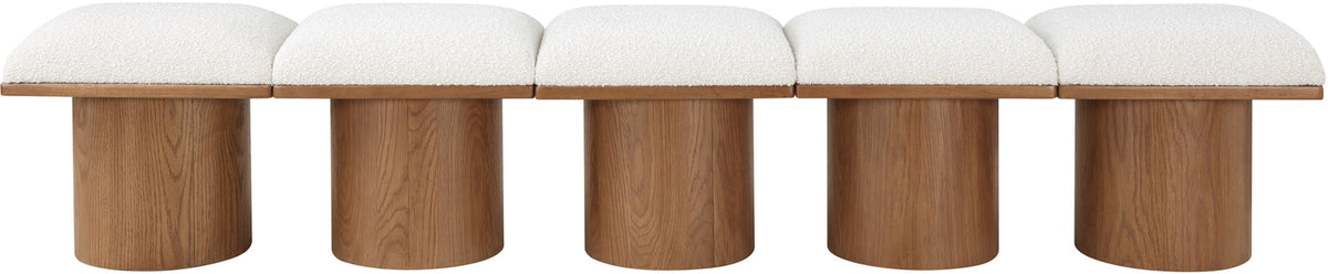 Pavilion Cream Boucle Fabric Upholstered 5 Piece Modular Bench