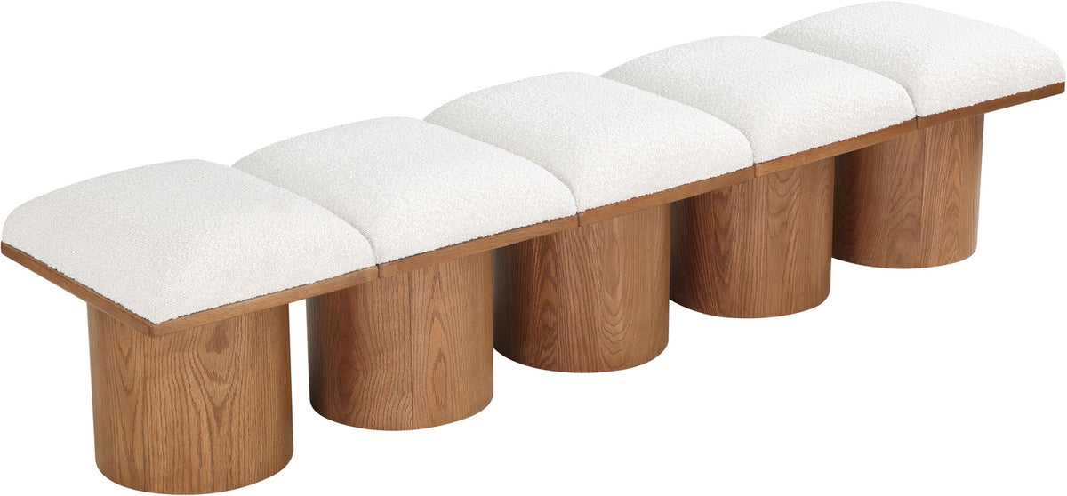 Pavilion Cream Boucle Fabric Upholstered 5 Piece Modular Bench