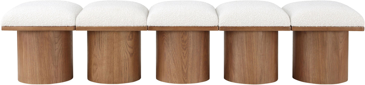 Pavilion Cream Boucle Fabric Upholstered 5 Piece Modular Bench