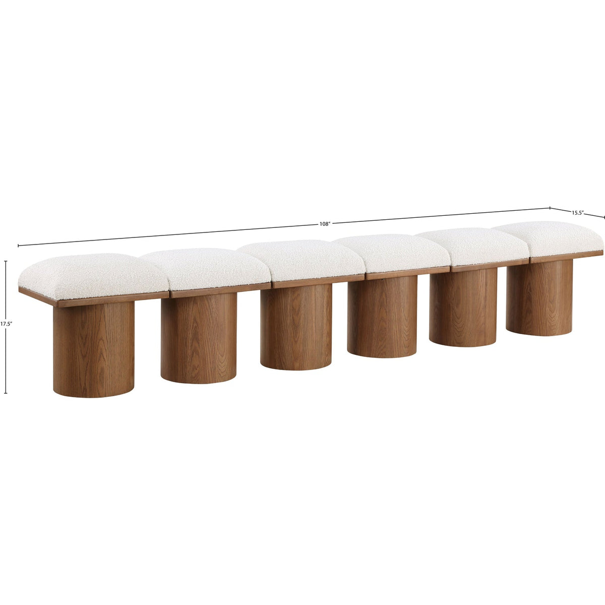 Pavilion Cream Boucle Fabric Upholstered 6 Piece Modular Bench