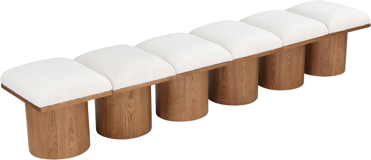 Pavilion Cream Boucle Fabric Upholstered 6 Piece Modular Bench