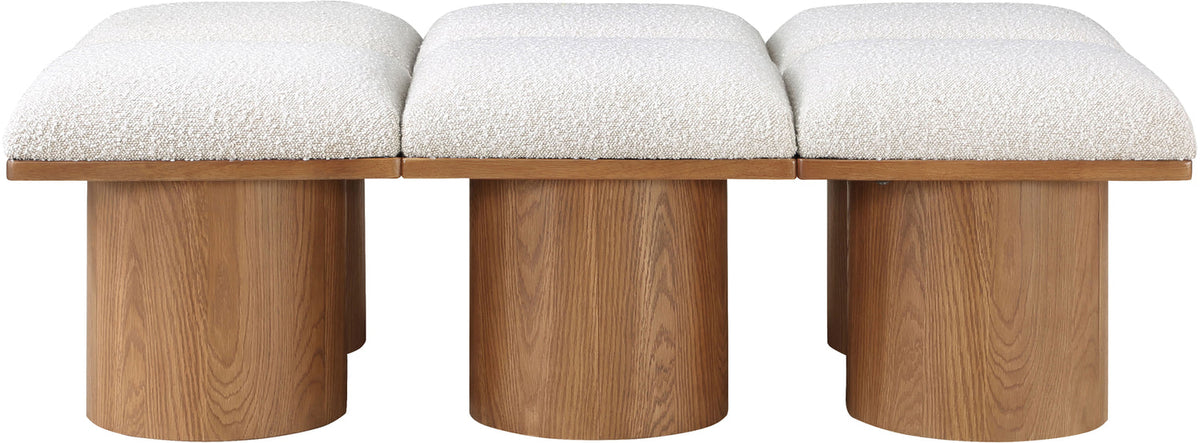 Pavilion Cream Boucle Fabric Upholstered 6 Piece Modular Bench