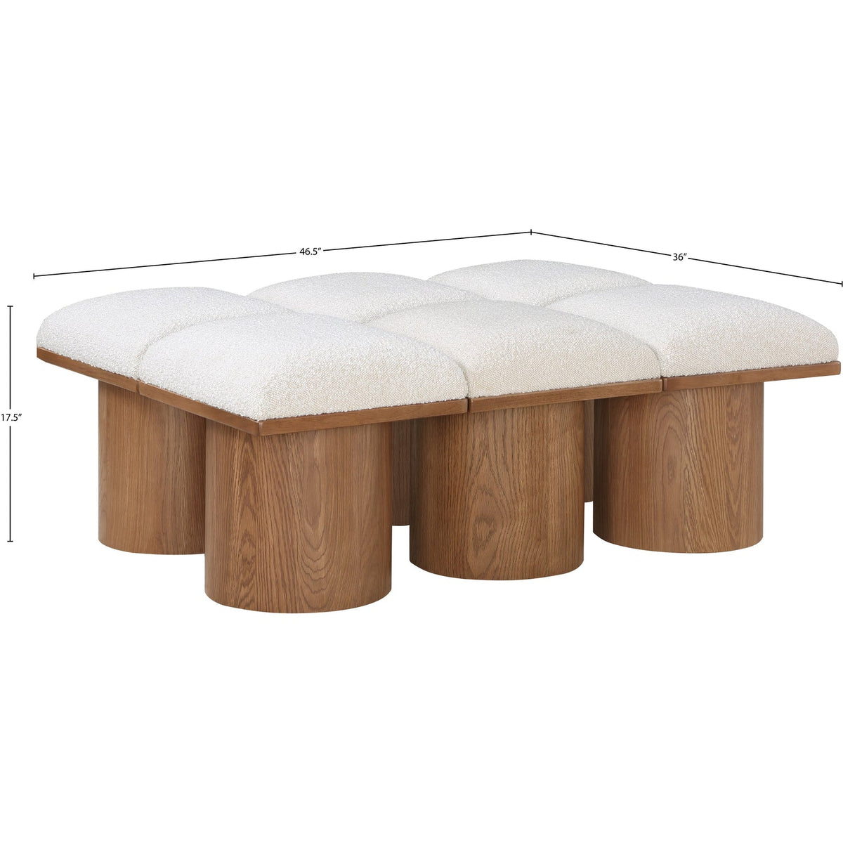 Pavilion Cream Boucle Fabric Upholstered 6 Piece Modular Bench