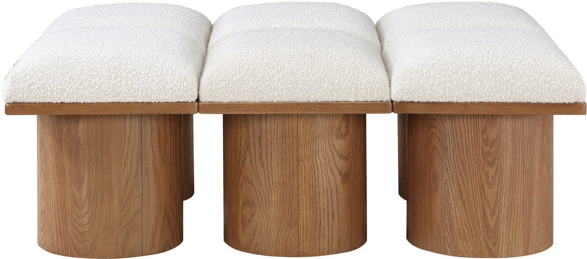 Pavilion Cream Boucle Fabric Upholstered 6 Piece Modular Bench