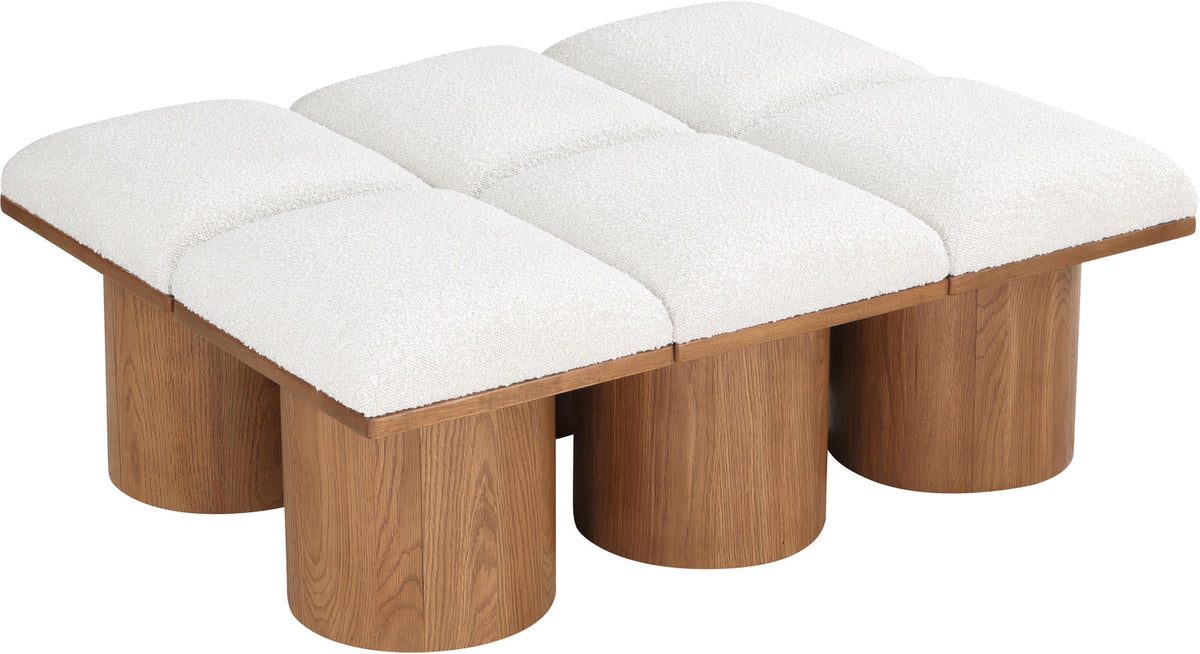 Pavilion Cream Boucle Fabric Upholstered 6 Piece Modular Bench