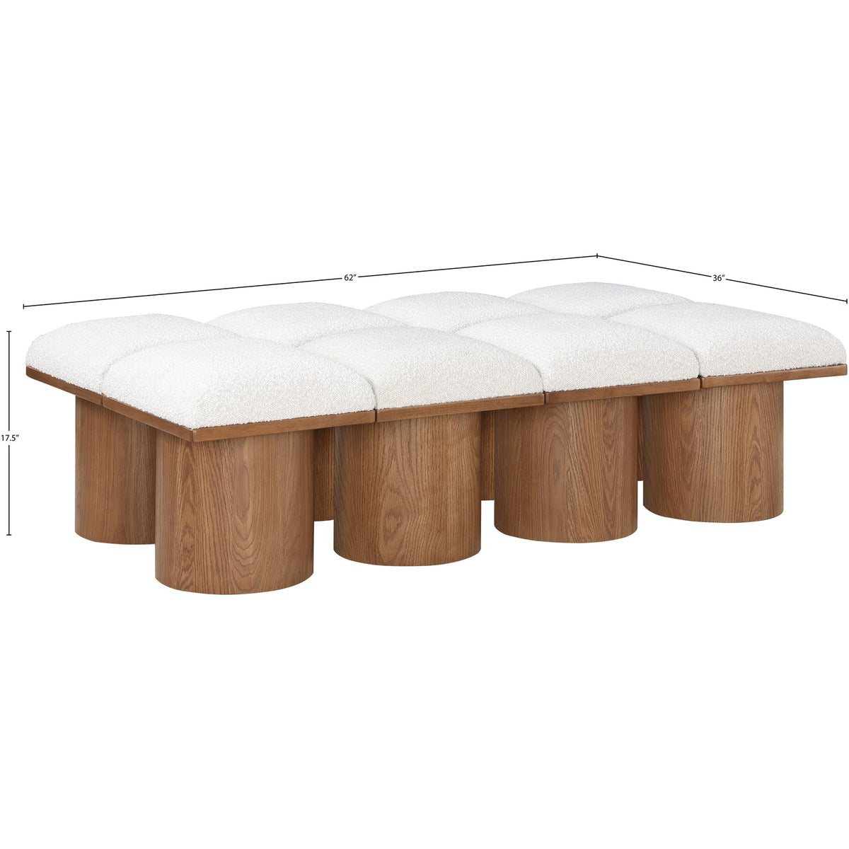 Pavilion Cream Boucle Fabric Upholstered 8 Piece Modular Bench