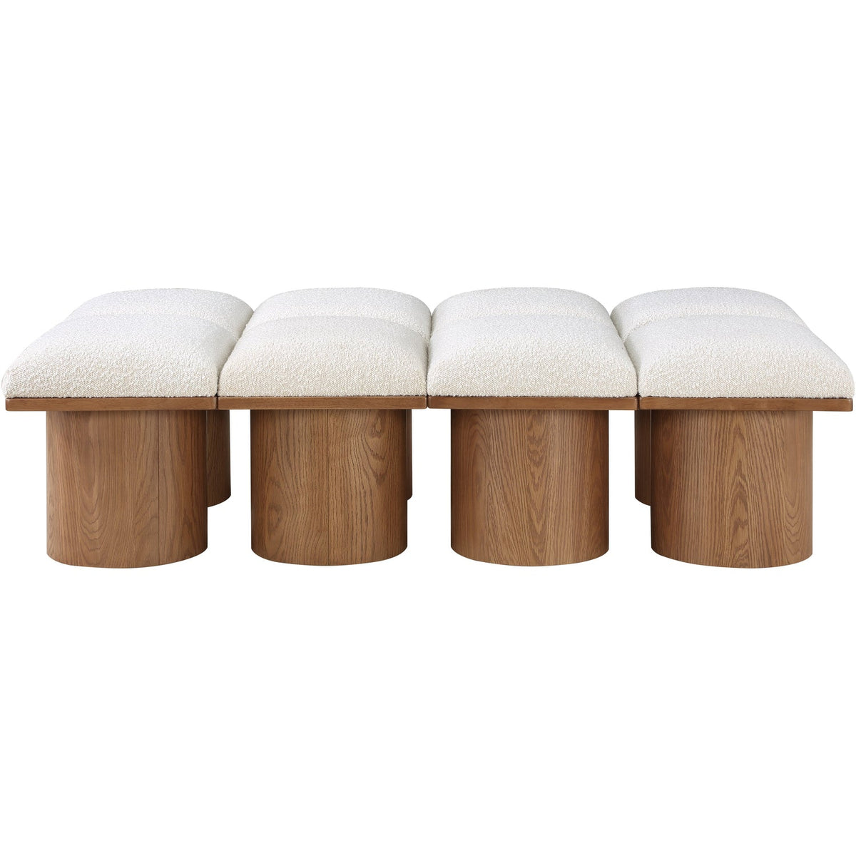 Pavilion Cream Boucle Fabric Upholstered 8 Piece Modular Bench