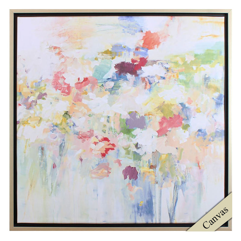 Floral Burst Abstract Canvas Framed Art