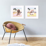 Popp Sun Lovin Pups Framed Art Set of 2