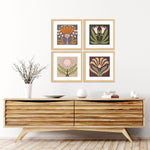 Moore Graphic Folk Flower Framed Art Set of 4