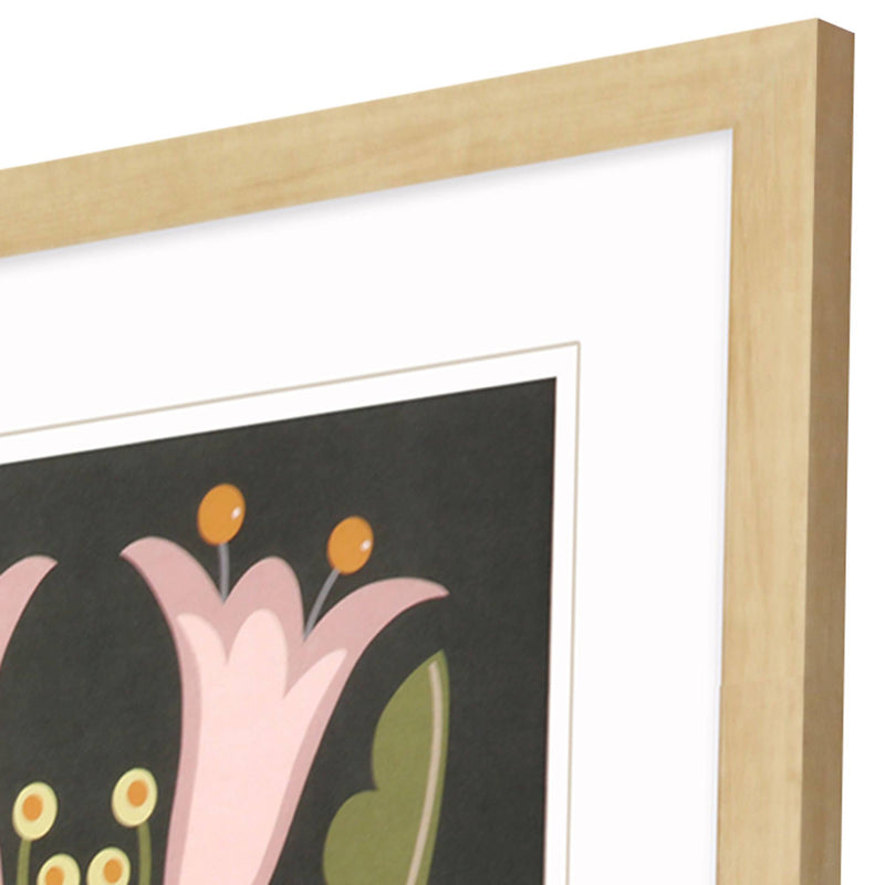Moore Graphic Folk Flower Framed Art Set of 4
