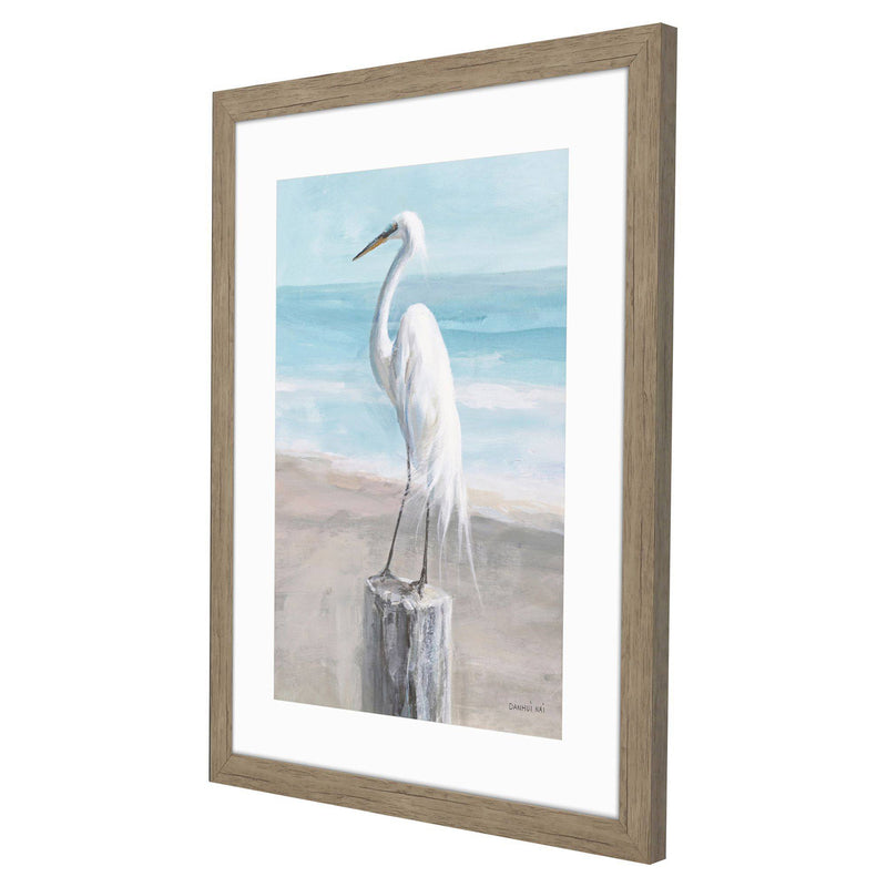 Nai Egret By The Sea Framed Art