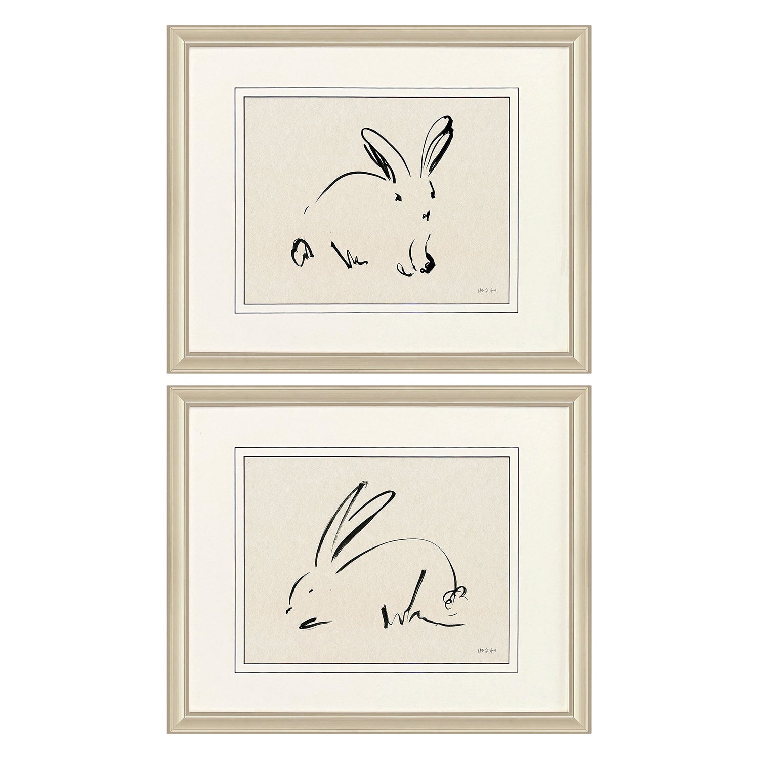 St Amant Illustrative Bunny Framed Artwork Set of 2