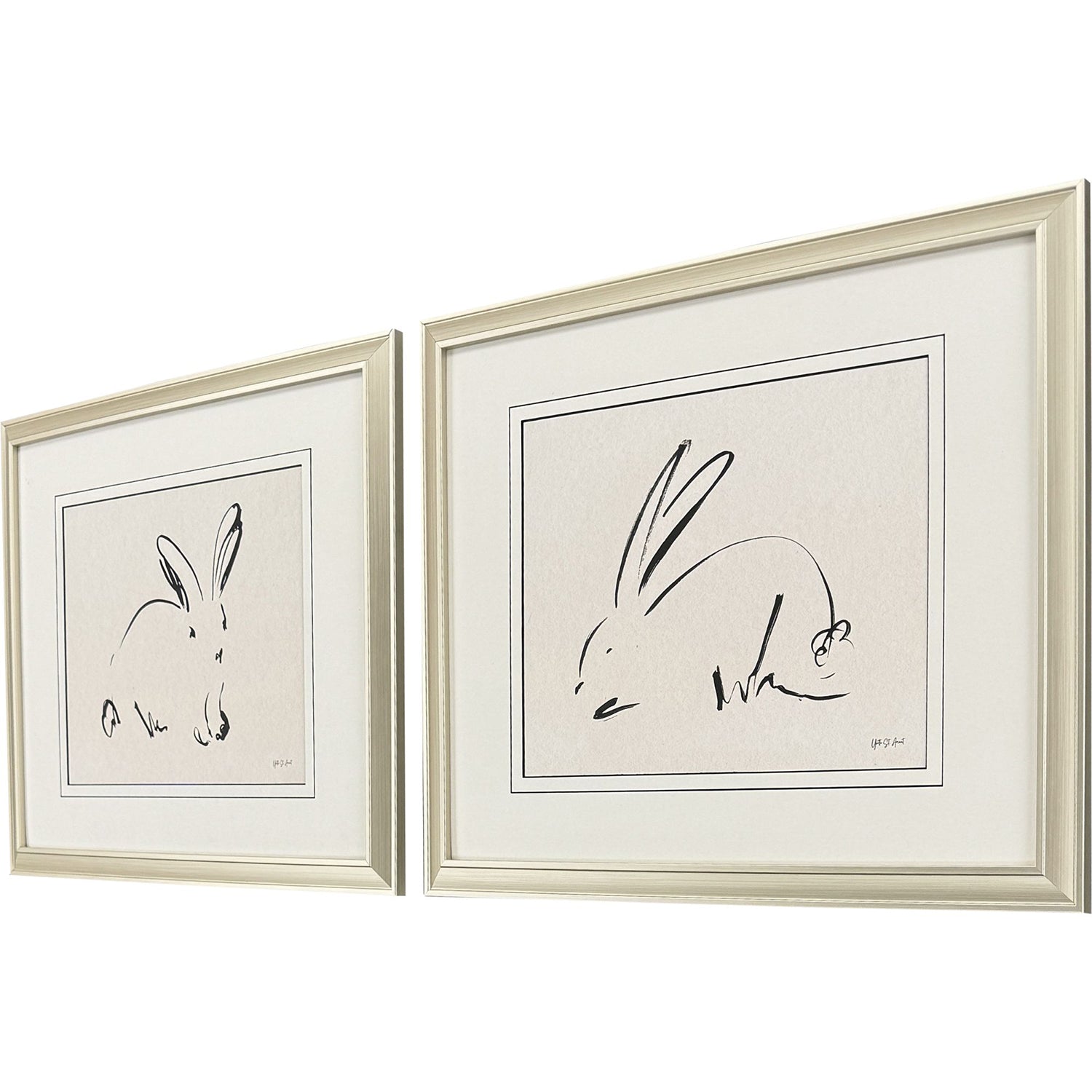St Amant Illustrative Bunny Framed Artwork Set of 2