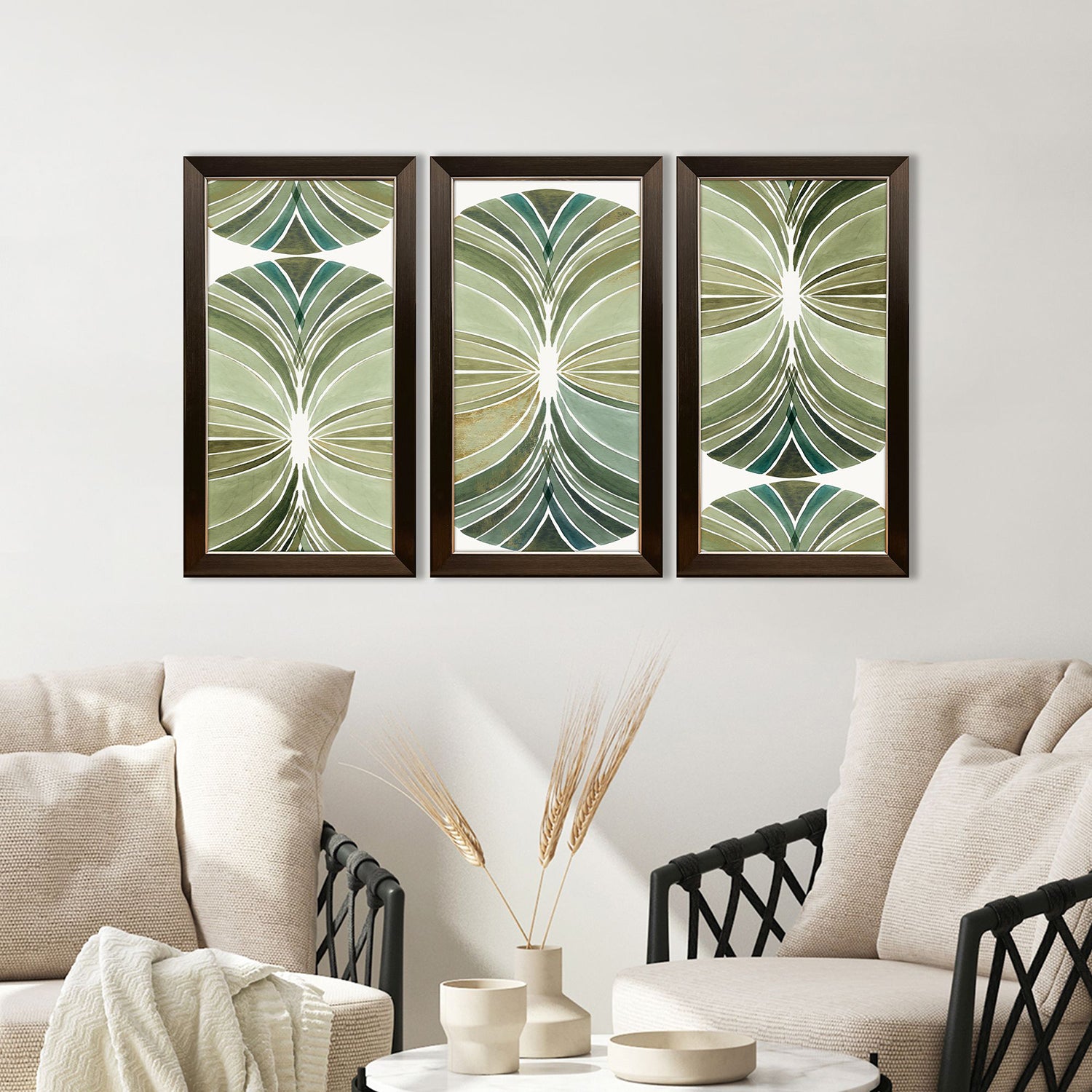 Lily K Palm Art Deco Framed Artwork Set of 3