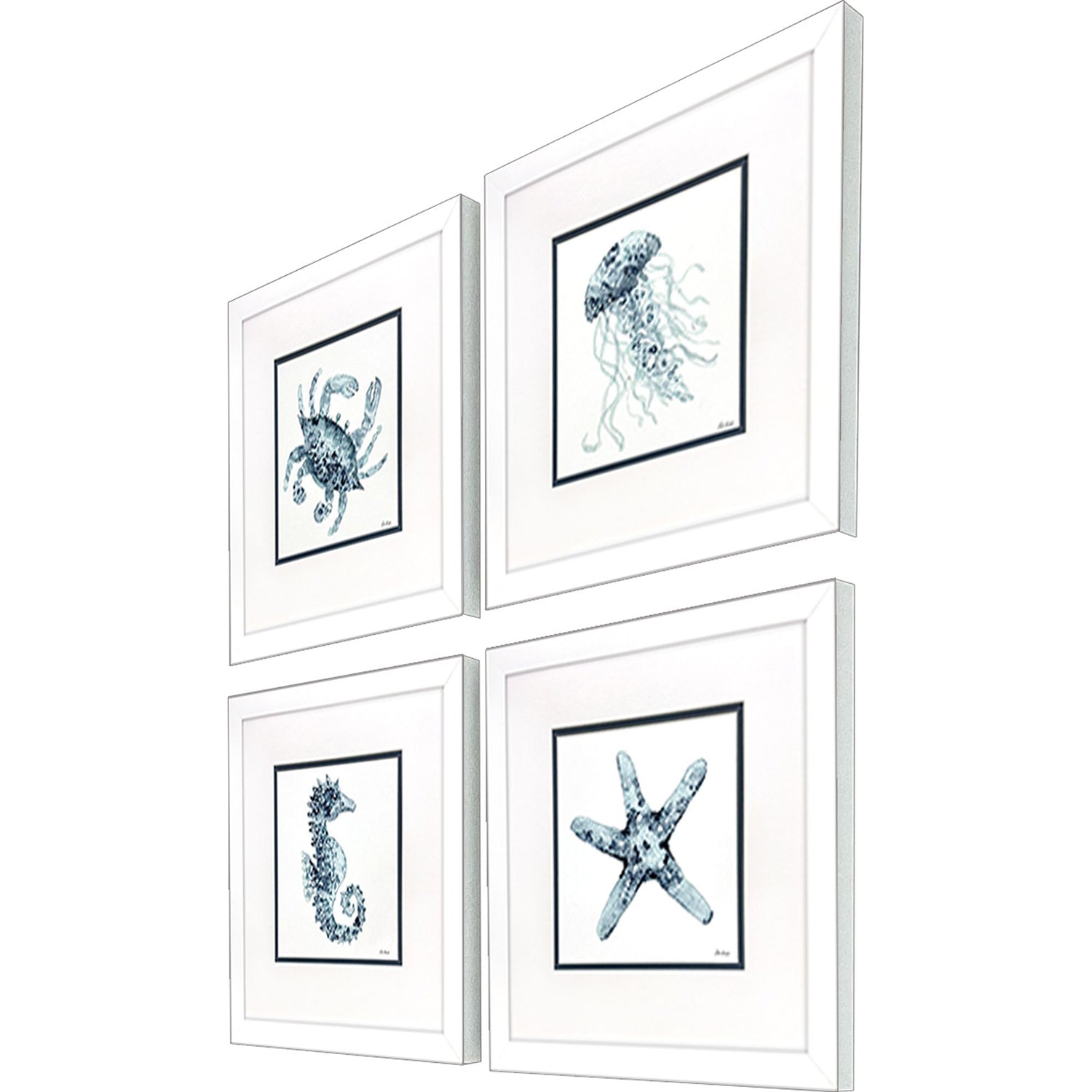 Bishop Water Sea Creatures Framed Artwork Set of 4