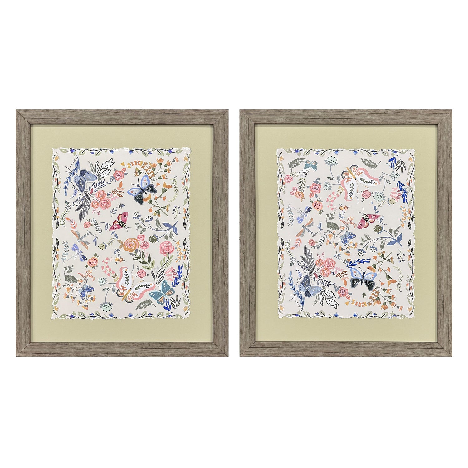 Del Sol Garden Friends Framed Artwork Set of 2