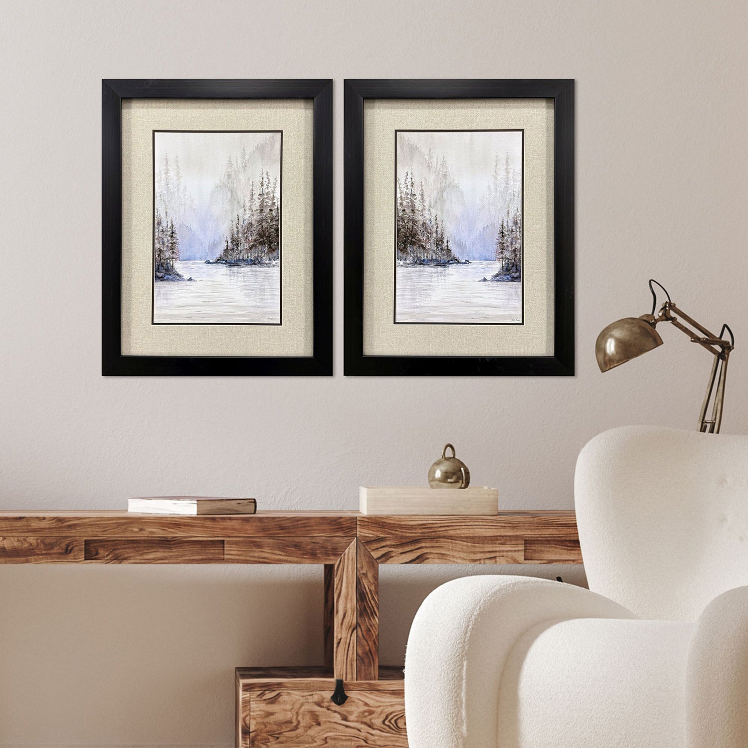 Bishop Mountain River Framed Artwork Set of 2