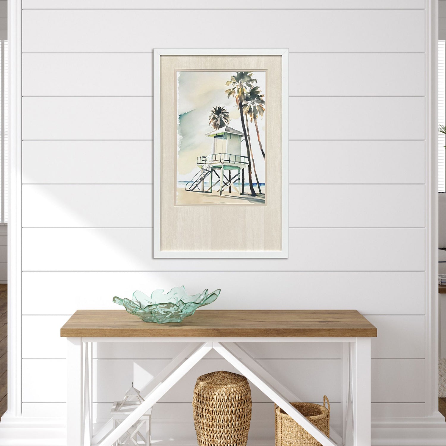 Petal Boho Beachy Green Framed Artwork