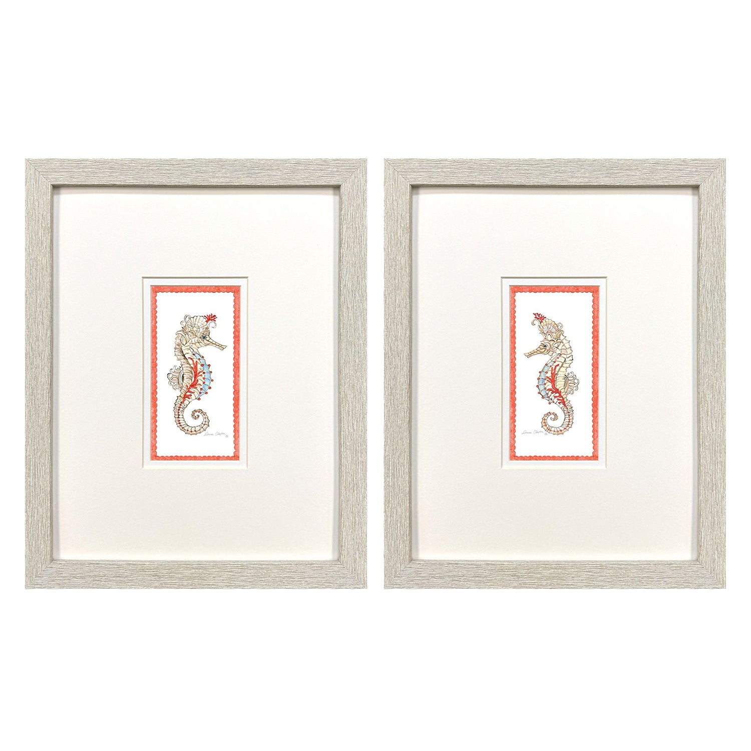 Clayton Dreamy Seahorse Framed Artwork Set of 2