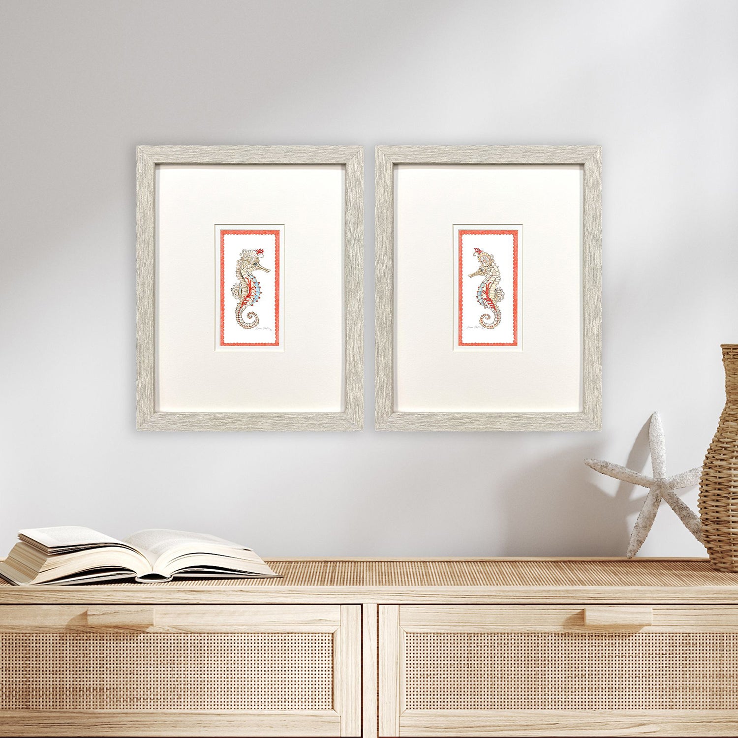 Clayton Dreamy Seahorse Framed Artwork Set of 2
