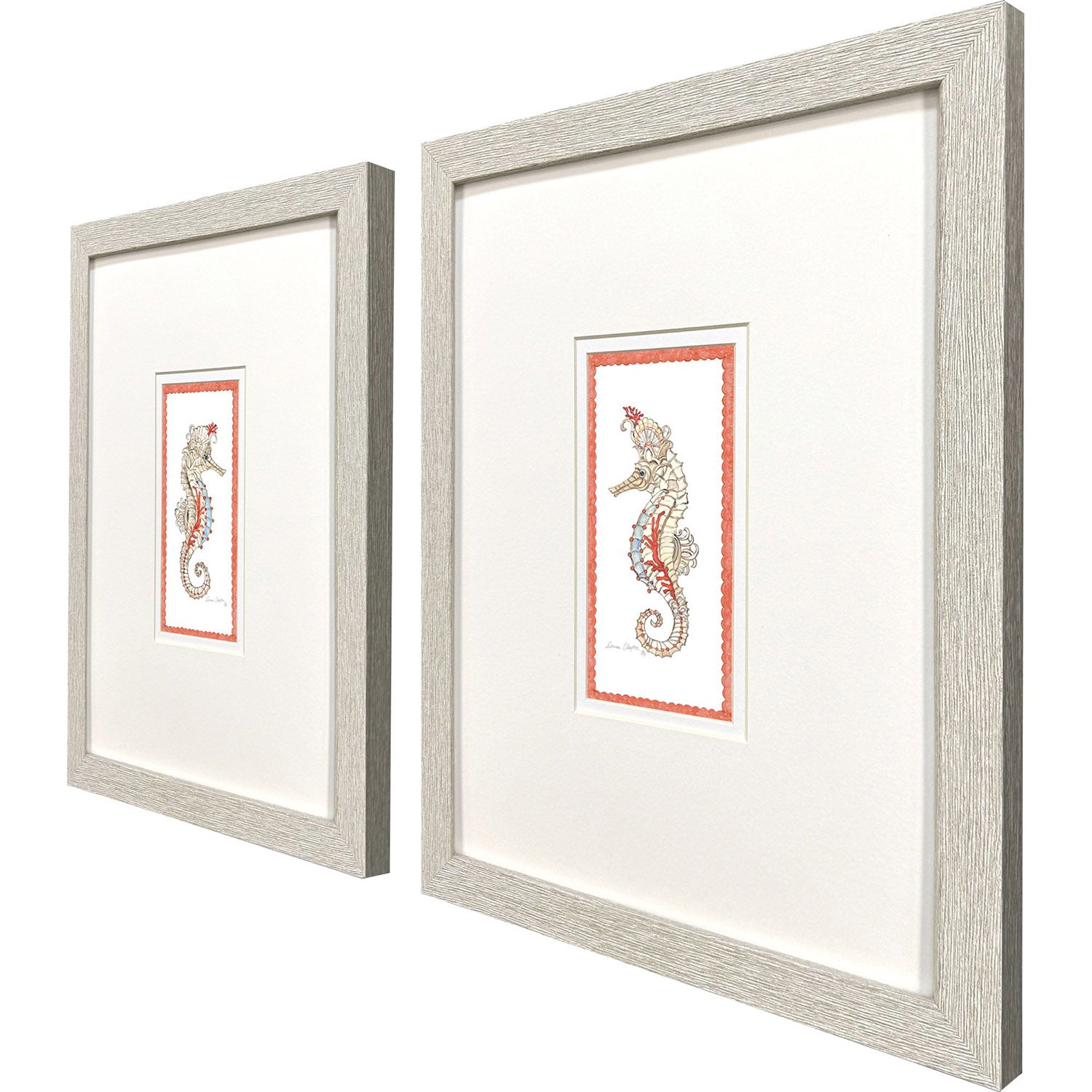 Clayton Dreamy Seahorse Framed Artwork Set of 2