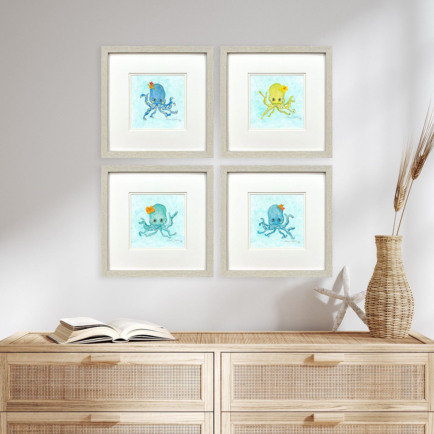 Clayton Baby Octopus Framed Artwork Set of 4