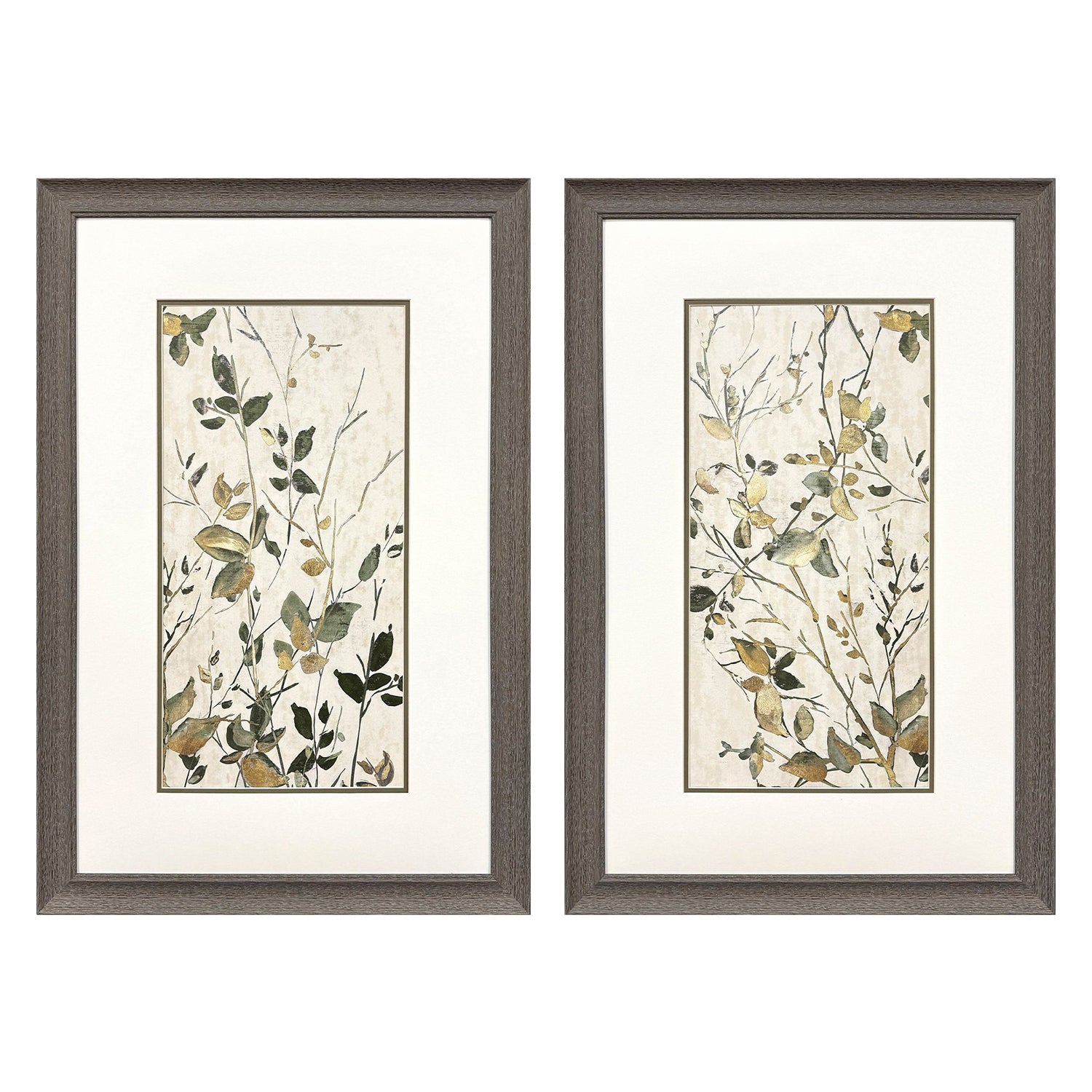 Black Neutral Green Framed Artwork Set of 2