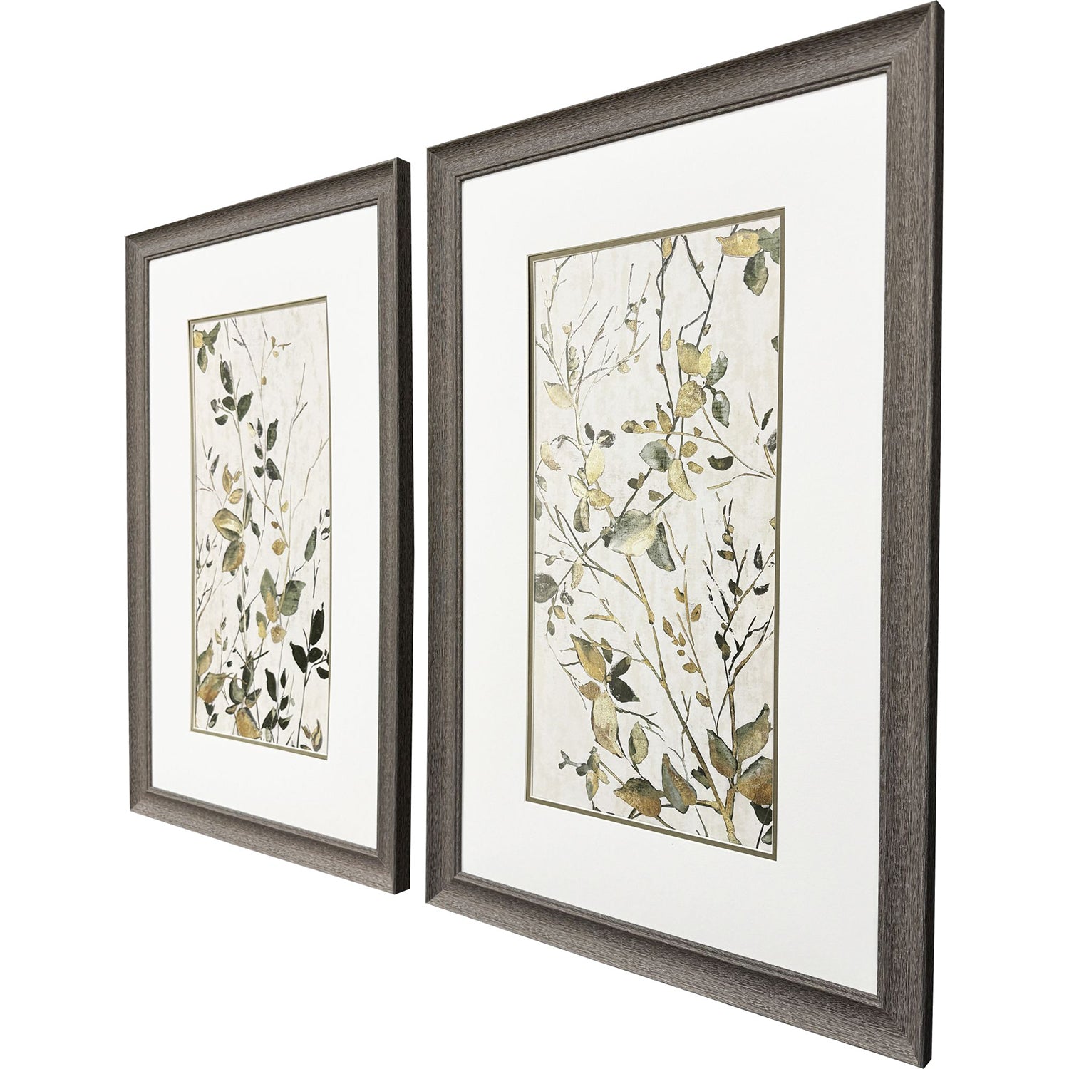 Black Neutral Green Framed Artwork Set of 2