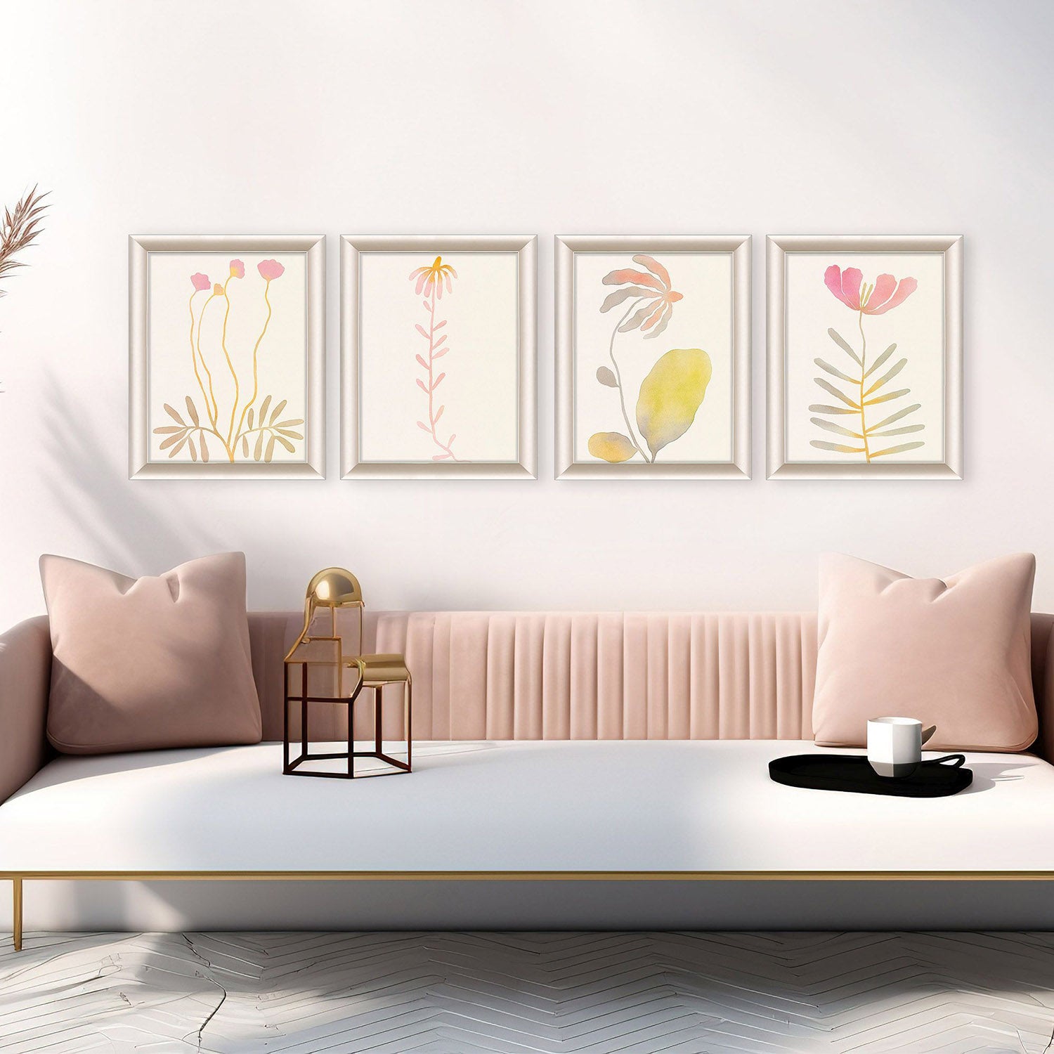 Bell Soft Bloom Framed Artwork Set of 4