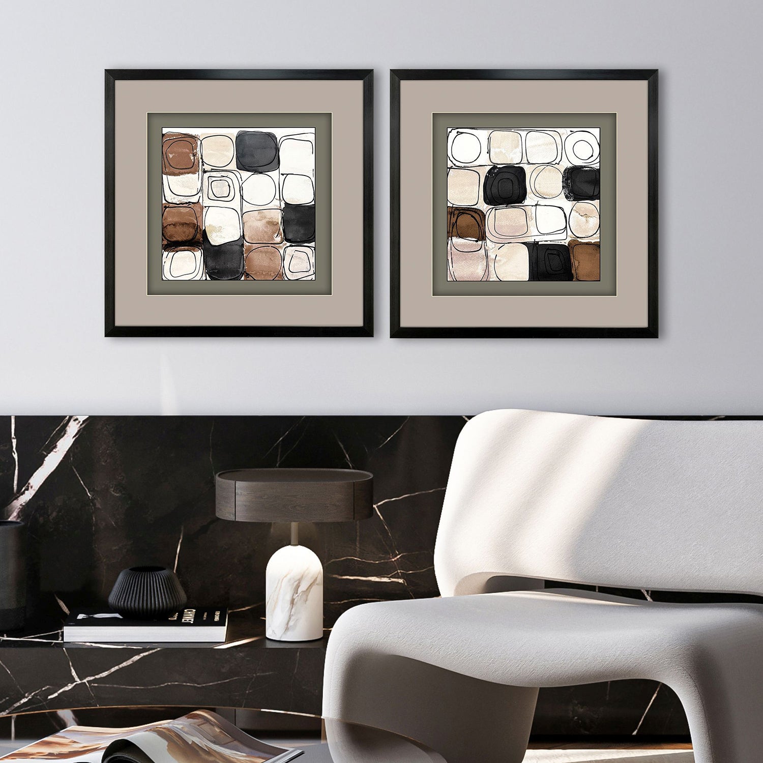 Loreth Circular Square Framed Artwork Set of 2