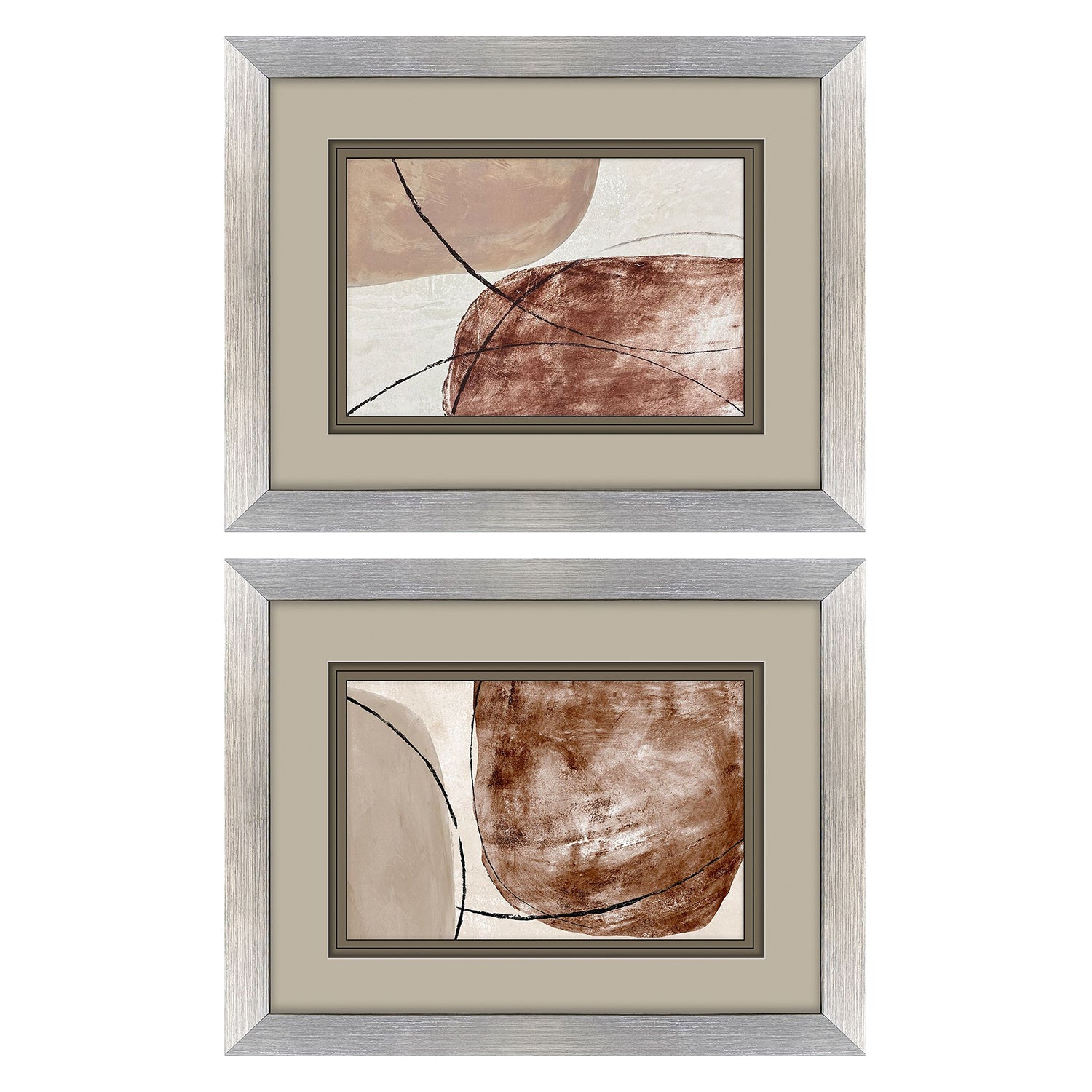 Pattinian Shining Taupe Framed Artwork Set of 2