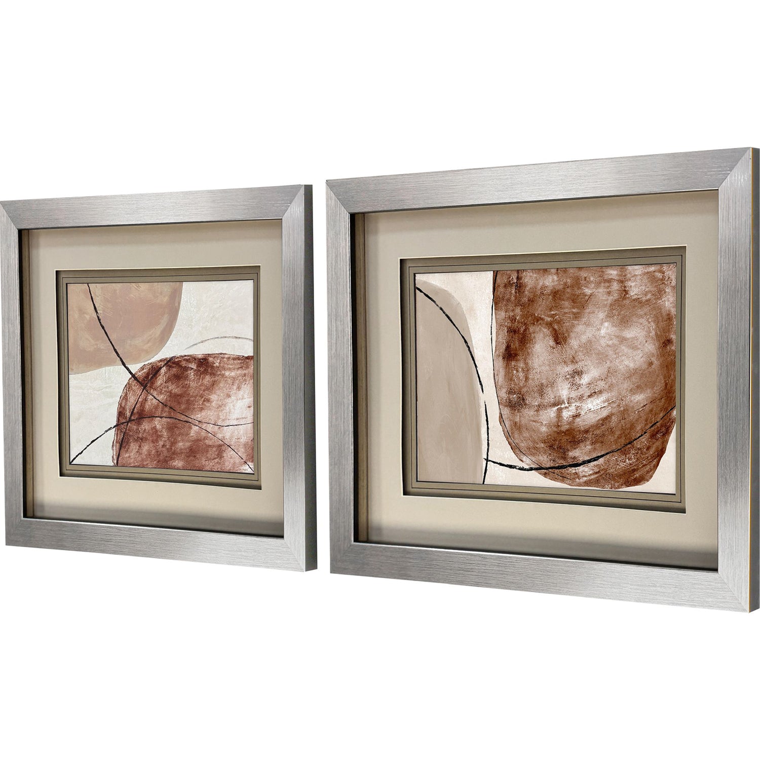 Pattinian Shining Taupe Framed Artwork Set of 2