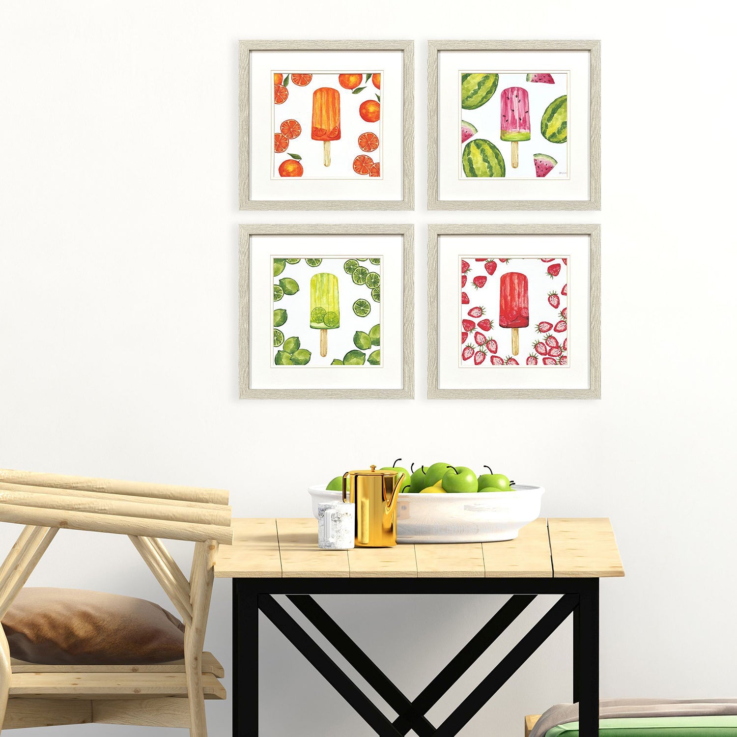 St Amant Fruity Popsicles Framed Artwork Set of 4