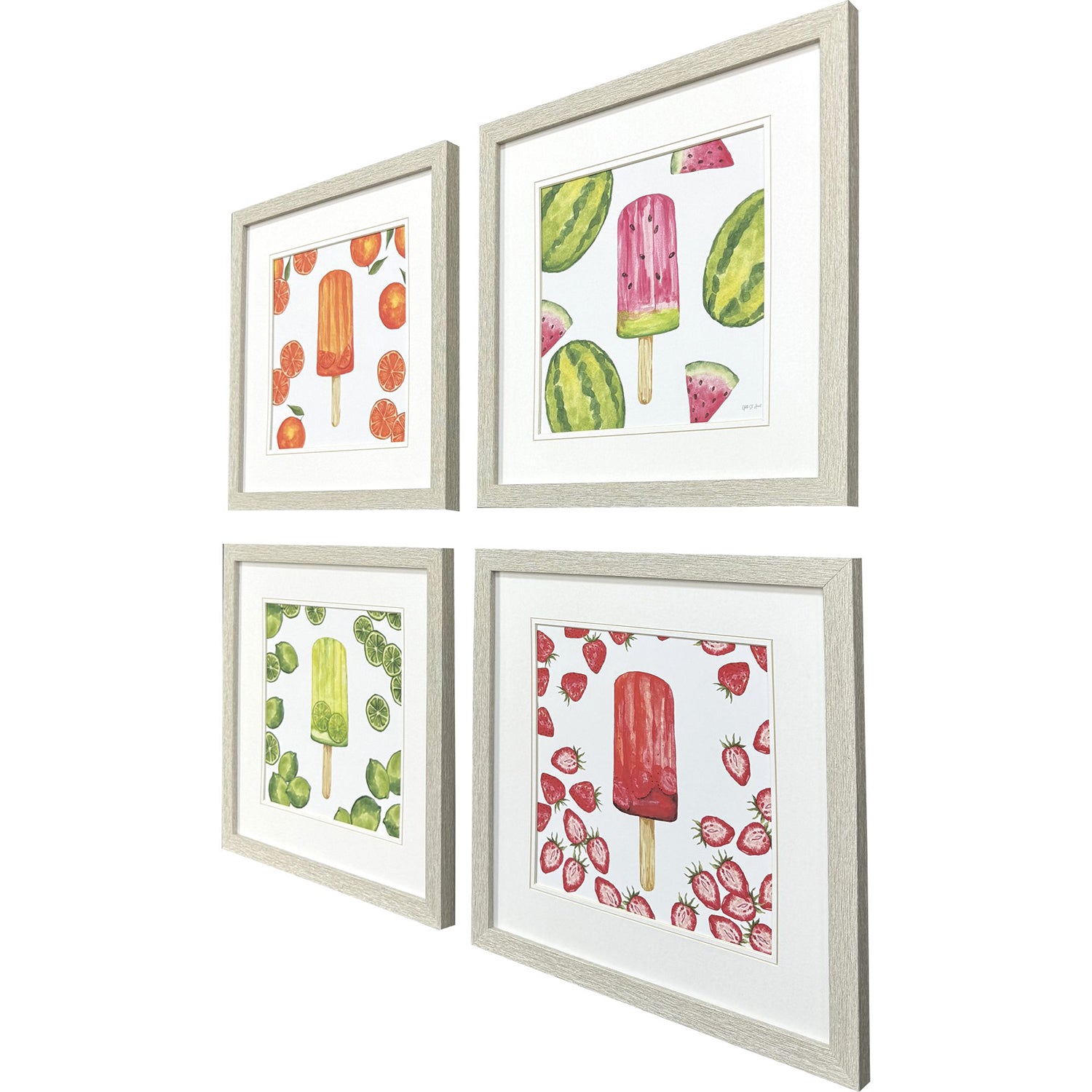 St Amant Fruity Popsicles Framed Artwork Set of 4