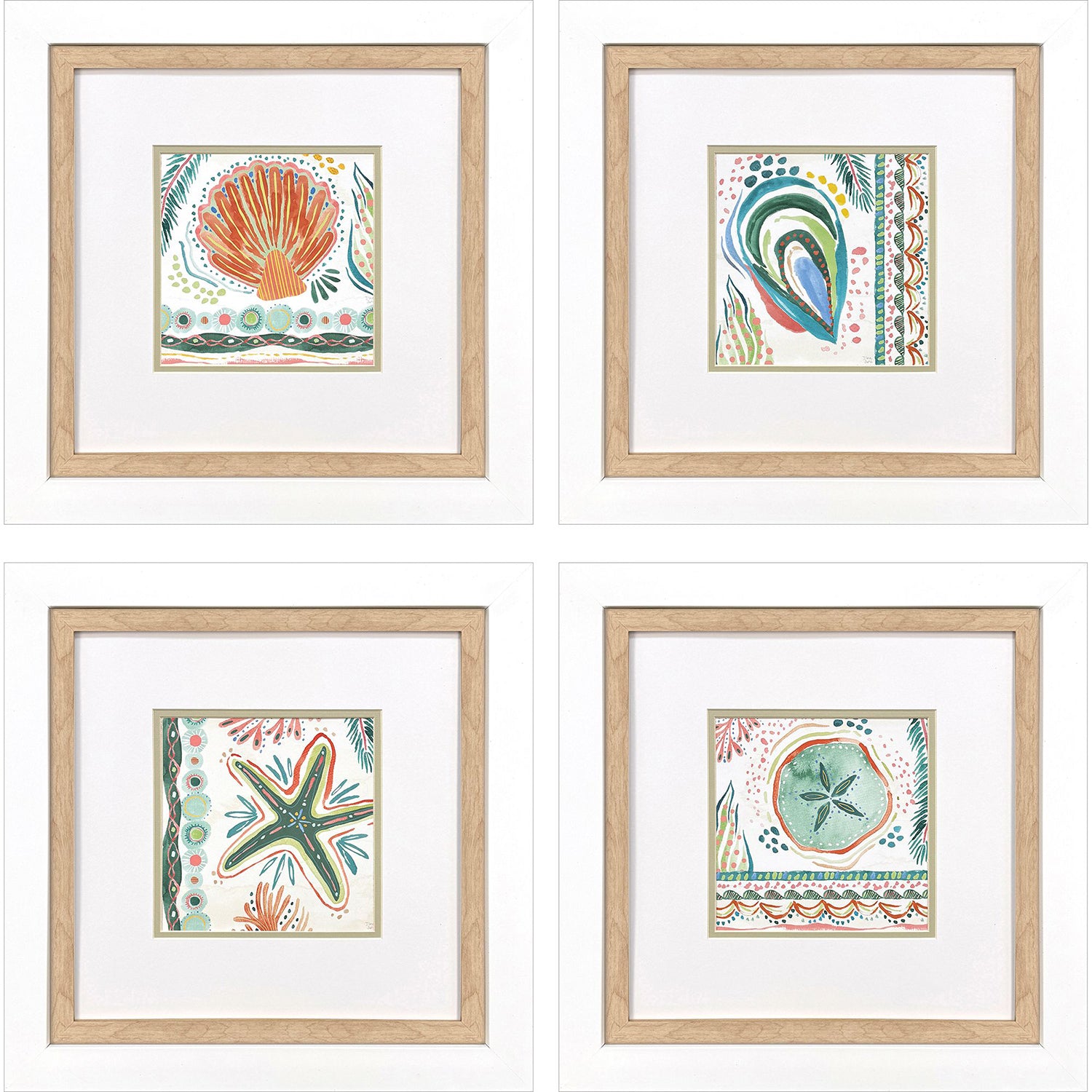 June Coastline Framed Artwork Set of 4