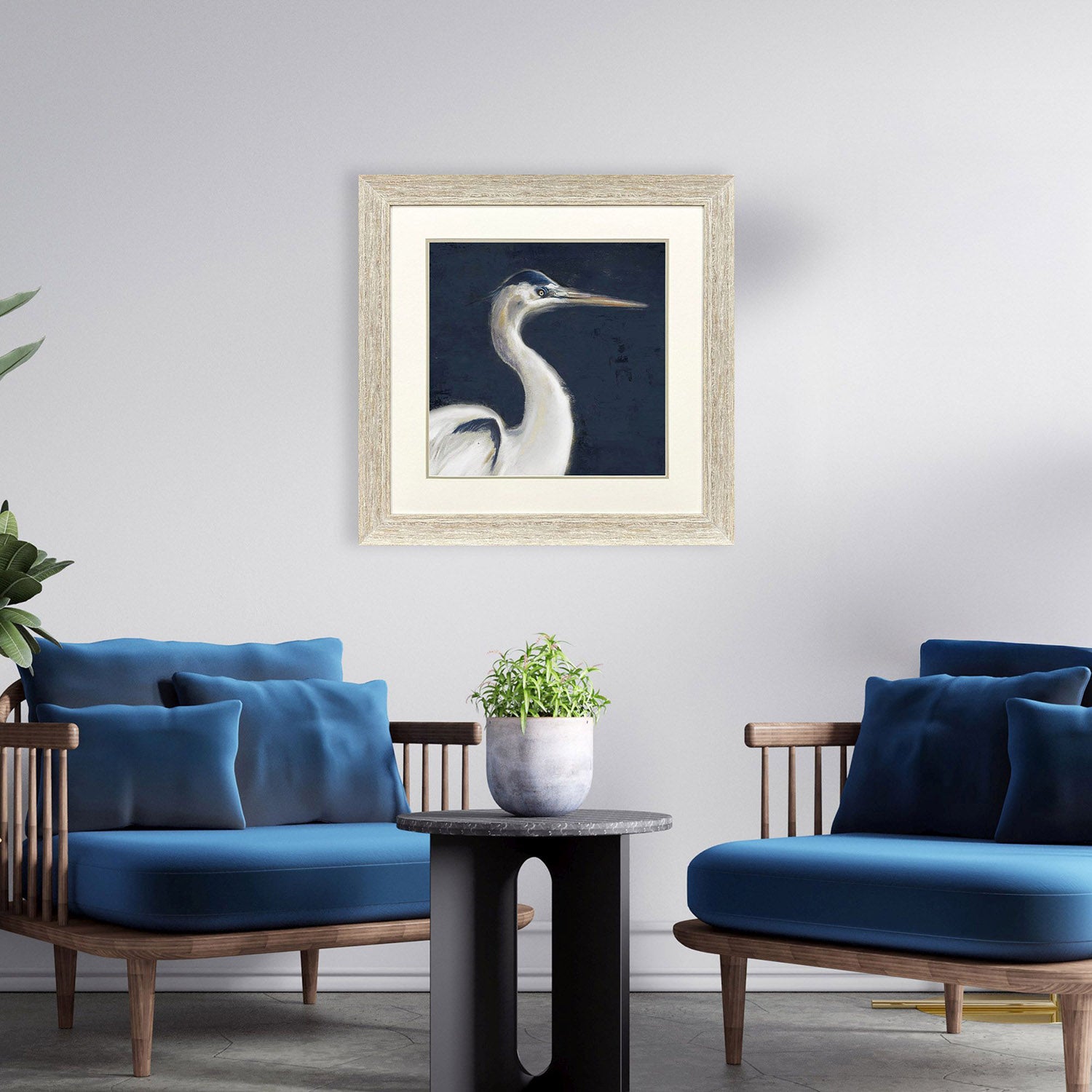 Pinto Blue Heron I Framed Artwork