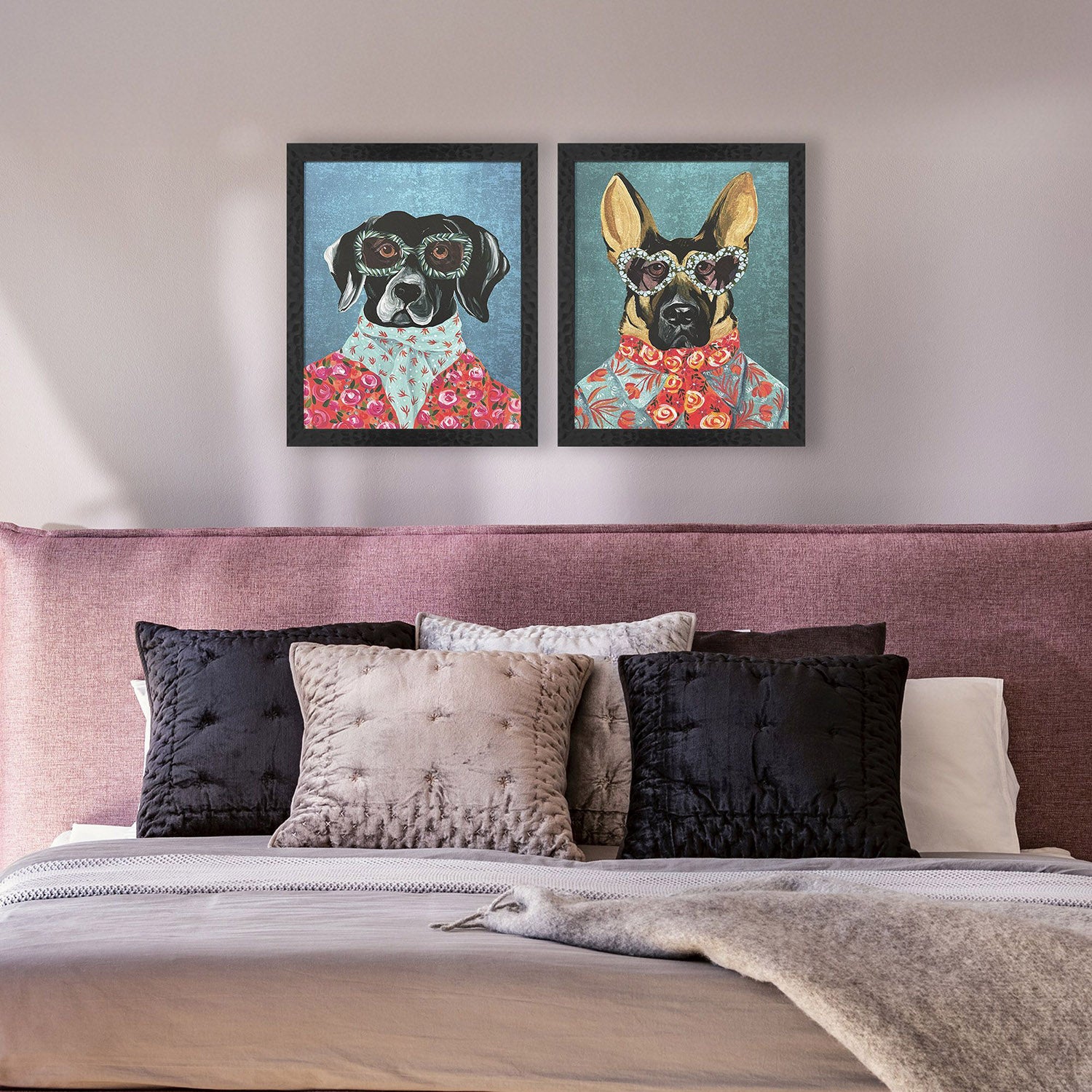 St Amant Whimsy Dog I Framed Artwork Set of 2
