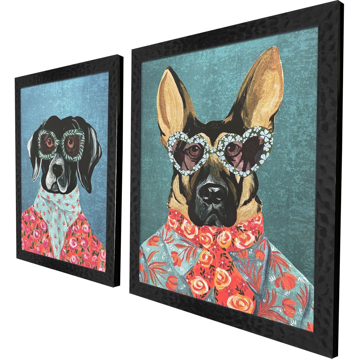 St Amant Whimsy Dog I Framed Artwork Set of 2