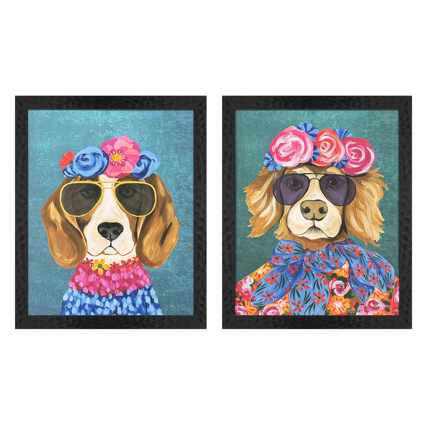 St Amant Whimsy Dog III Framed Artwork Set of 2