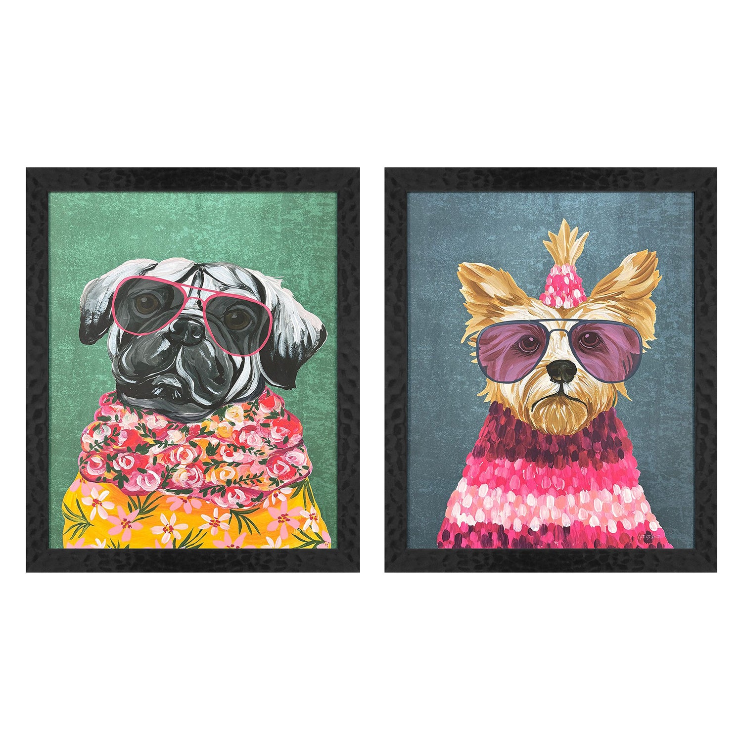 St Amant Whimsy Dog IV Framed Artwork Set of 2
