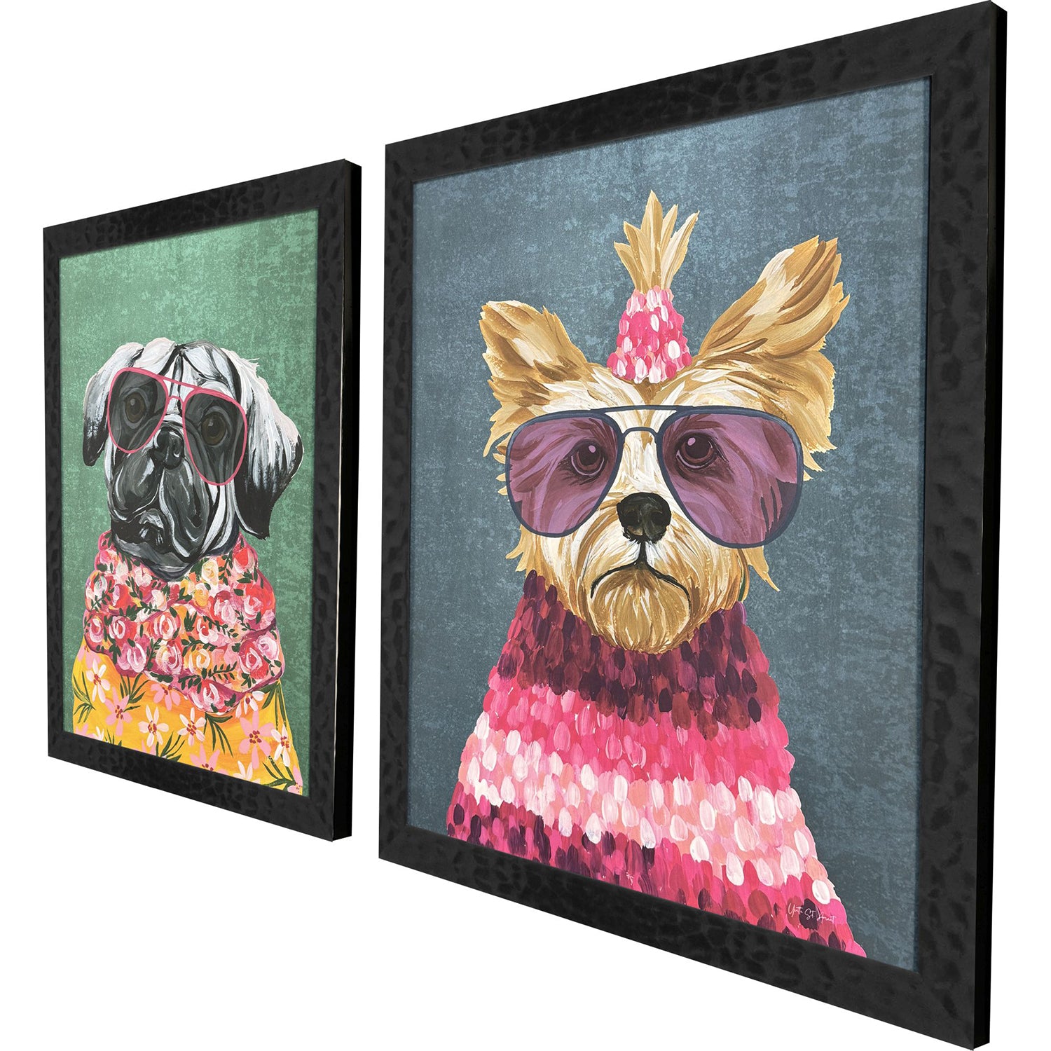 St Amant Whimsy Dog IV Framed Artwork Set of 2